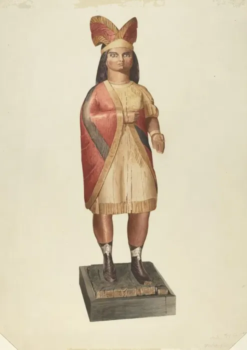 Framed Print : Cigar Store Indian, 1938. Creator: Henry Tomaszewski