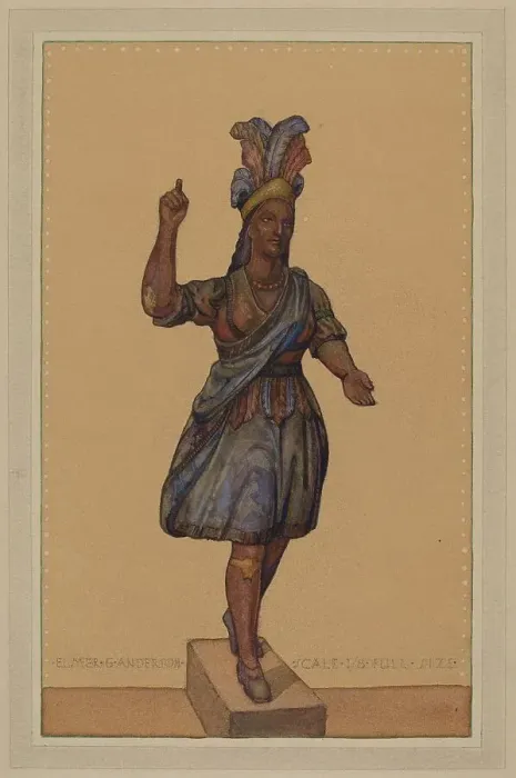 Framed Print : Cigar Store Indian, c. 1936. Creator: Elmer G Anderson Framed Print : Cigar Store Indian, c. 1936. Creator: Elmer G Anderson