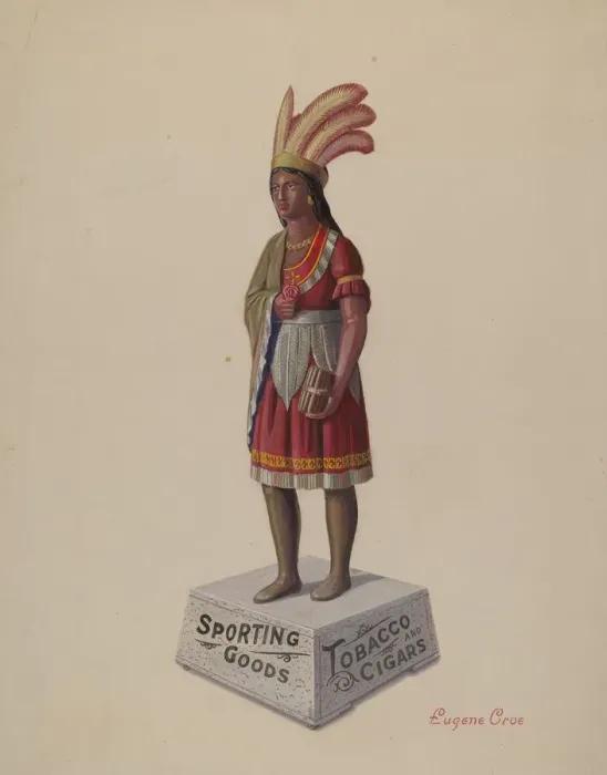 Framed Print : Cigar Store Indian, c. 1936. Creator: Eugene Croe Framed Print : Cigar Store Indian, c. 1936. Creator: Eugene Croe