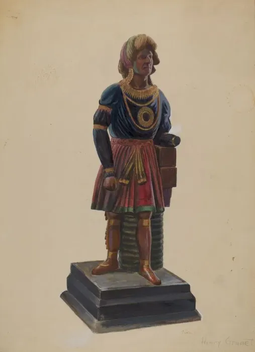 Framed Print : Cigar Store Indian, c. 1936. Creator: Henry Granet Framed Print : Cigar Store Indian, c. 1936. Creator: Henry Granet