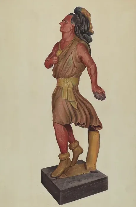Framed Print : Cigar Store Indian, c. 1937. Creator: Alice Domey Framed Print : Cigar Store Indian, c. 1937. Creator: Alice Domey