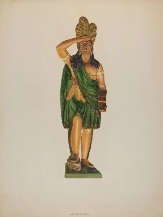 Framed Print : Cigar Store Indian, c. 1937. Creator: Einar Heiberg Framed Print : Cigar Store Indian, c. 1937. Creator: Einar Heiberg