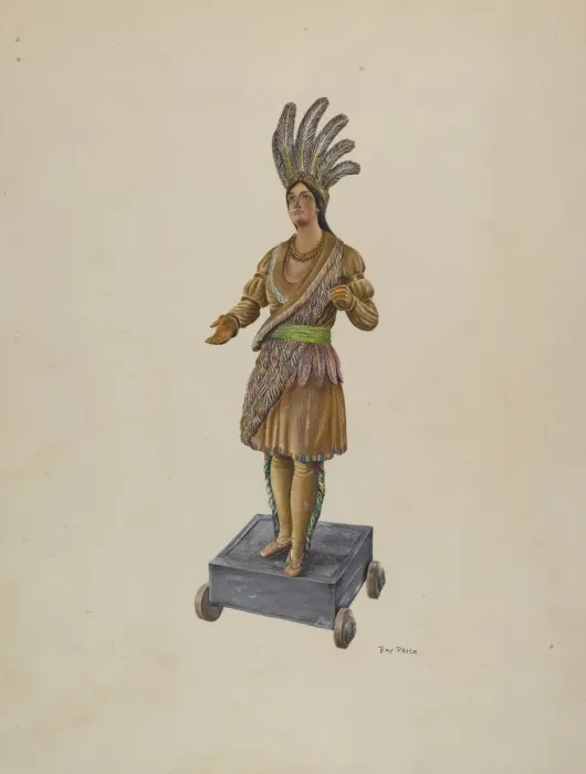 Framed Print : Cigar Store Indian, c. 1937. Creator: Ray Price Framed Print : Cigar Store Indian, c. 1937. Creator: Ray Price