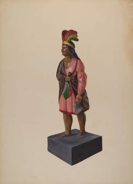 Framed Print : Cigar Store Indian, c. 1937. Creator: Richard F. Smith Framed Print : Cigar Store Indian, c. 1937. Creator: Richard F. Smith