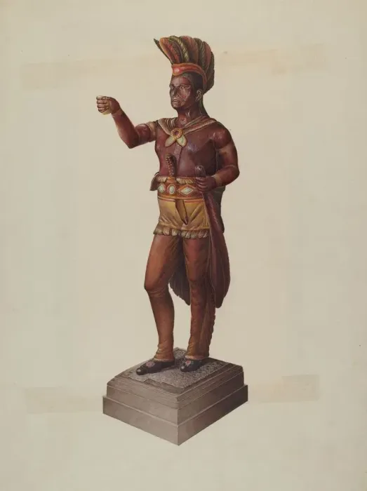 Framed Print : Cigar Store Indian, c. 1937. Creator: Robert Pohle Framed Print : Cigar Store Indian, c. 1937. Creator: Robert Pohle