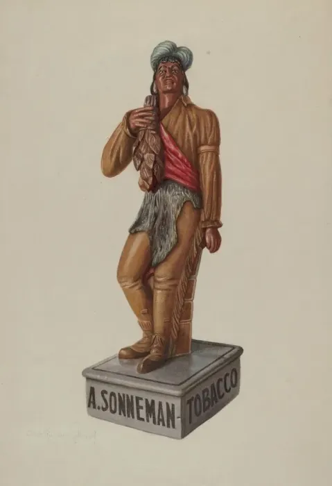 Framed Print : Cigar Store Indian, c. 1939. Creator: Elmer R. Kottcamp Framed Print : Cigar Store Indian, c. 1939. Creator: Elmer R. Kottcamp