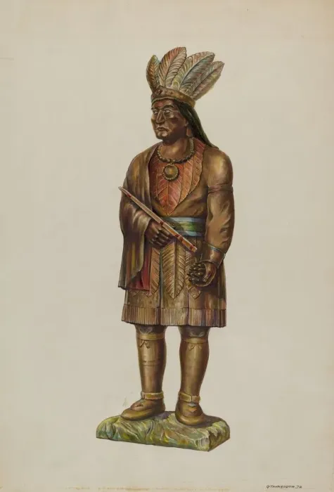 Framed Print : Cigar Store Indian, c. 1939. Creator: Gerald Transpota Framed Print : Cigar Store Indian, c. 1939. Creator: Gerald Transpota
