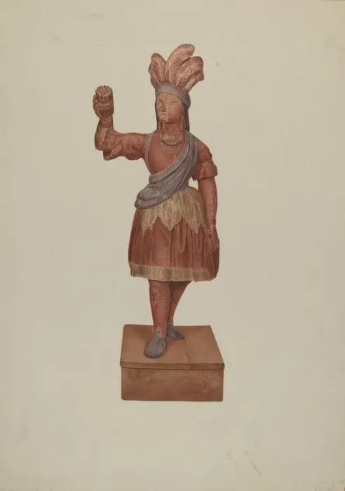 Framed Print : Cigar Store Indian, c. 1939. Creator: Michael Riccitelli Framed Print : Cigar Store Indian, c. 1939. Creator: Michael Riccitelli
