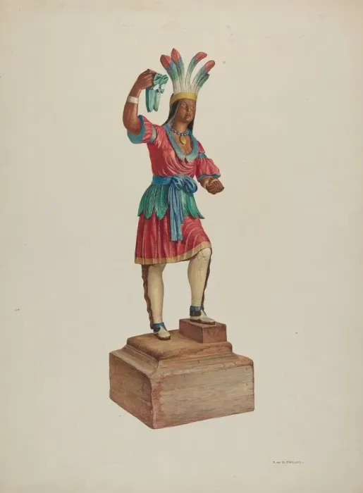 Framed Print : Cigar Store Indian, c. 1939. Creator: Robert W. R. Taylor Framed Print : Cigar Store Indian, c. 1939. Creator: Robert W. R. Taylor