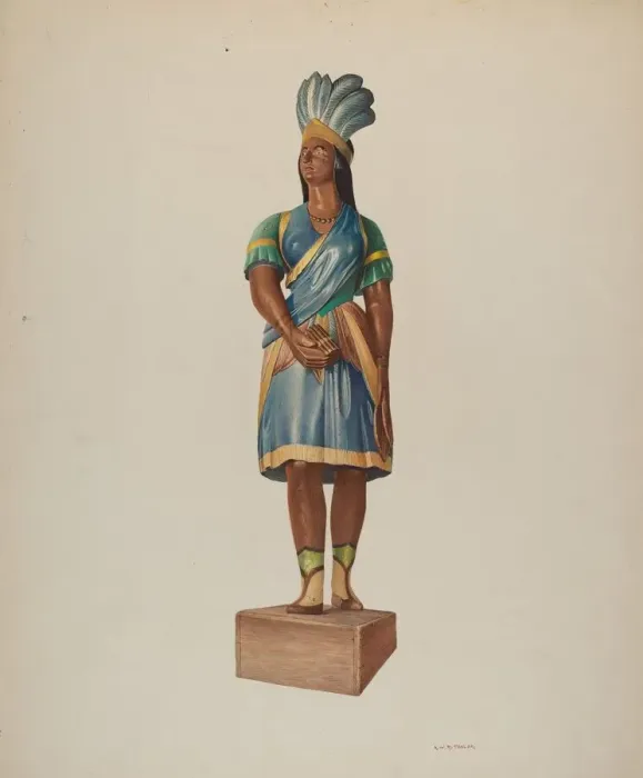 Framed Print : Cigar Store Indian, c. 1940. Creator: Robert W. R. Taylor Framed Print : Cigar Store Indian, c. 1940. Creator: Robert W. R. Taylor