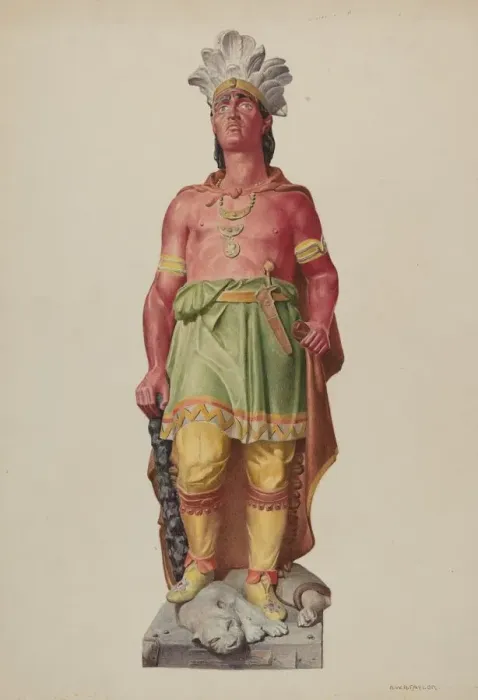 Framed Print : Cigar Store Indian, c. 1940. Creator: Robert W. R. Taylor Framed Print : Cigar Store Indian, c. 1940. Creator: Robert W. R. Taylor