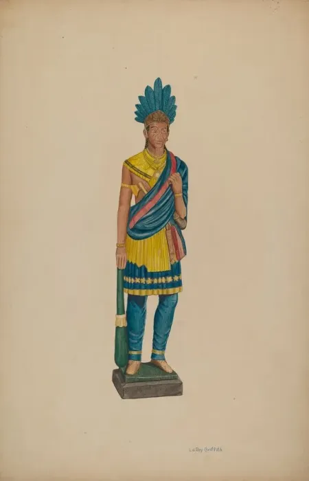 Framed Print : Cigar Store Indian, c. 1941. Creator: LeRoy Griffith Framed Print : Cigar Store Indian, c. 1941. Creator: LeRoy Griffith