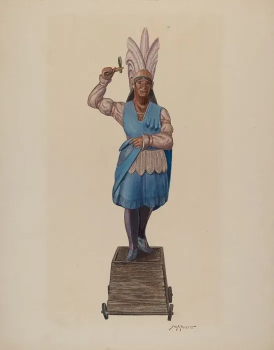 Framed Print : Cigar Store Indian, c. 1941. Creator: Sydney Roberts Framed Print : Cigar Store Indian, c. 1941. Creator: Sydney Roberts