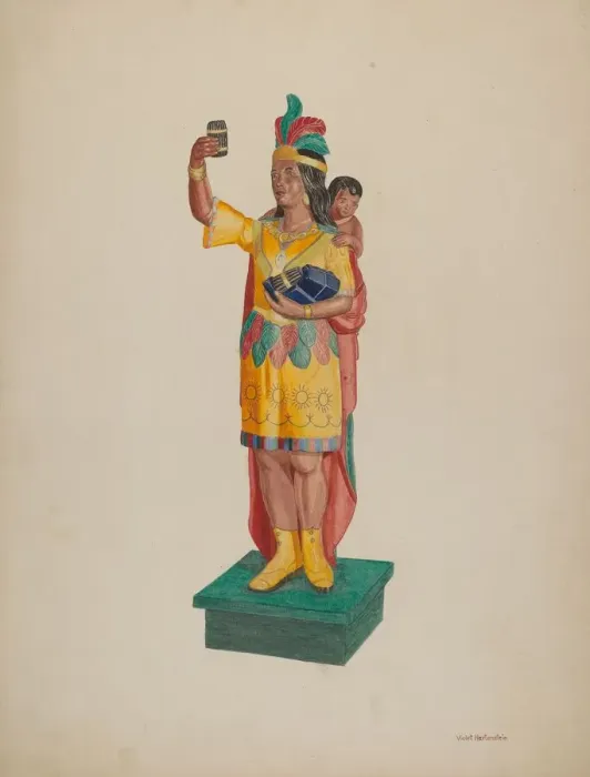Framed Print : Cigar Store Indian, c. 1941. Creator: Violet Hartenstein Framed Print : Cigar Store Indian, c. 1941. Creator: Violet Hartenstein