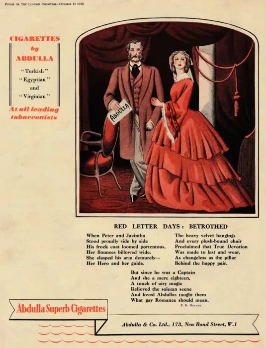 Framed Print : Cigarettes by Abdulla - Red Letter Days: Betrothed, 1938 Framed Print : Cigarettes by Abdulla - Red Letter Days: Betrothed, 1938
