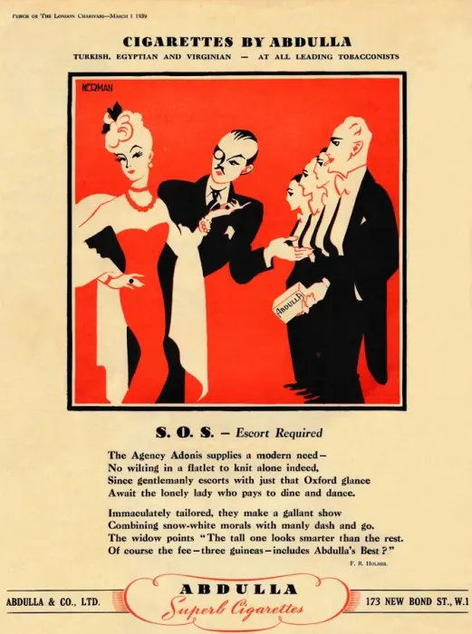 Framed Print : Cigarettes by Abdulla - S. O. S. - Escort Required, 1939