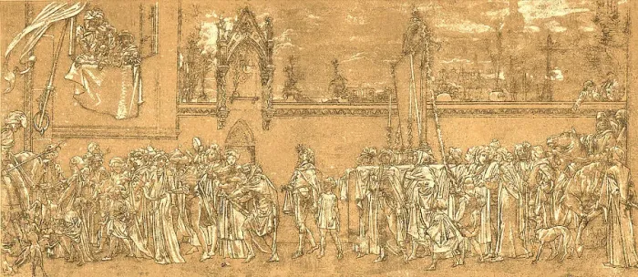 Framed Print : The Cimabue Procession'. A Fac-Simile of Original Drawings by Sir Frederick Leighton... c1880-83. Creator: Frederic Leighton