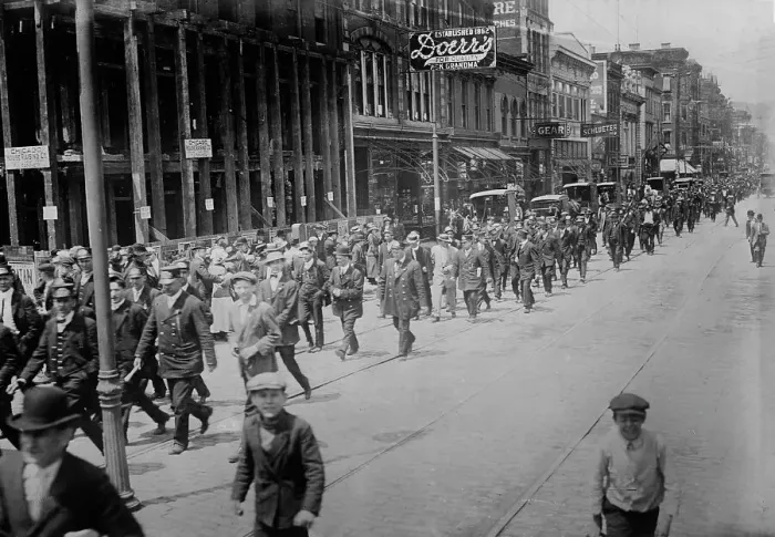 Framed Print : Cincinnati Streetcar Strikers, between c1910 and c1915. Creator: Bain News Service Framed Print : Cincinnati Streetcar Strikers, between c1910 and c1915. Creator: Bain News Service