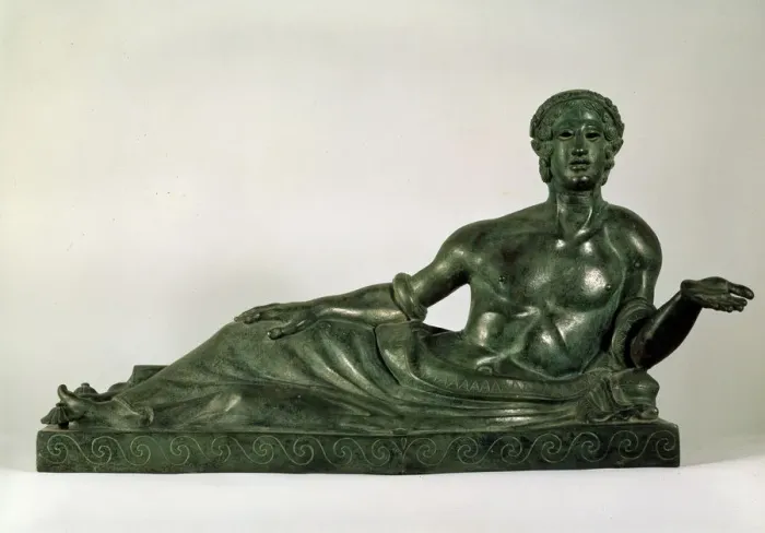 Framed Print : Cinerary Urn in the form of a reclining Youth (Etruria), early 4th century BC Framed Print : Cinerary Urn in the form of a reclining Youth (Etruria), early 4th century BC
