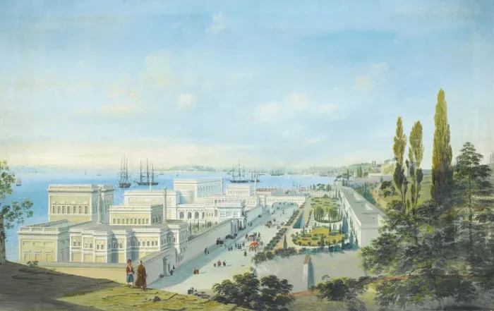 Framed Print : The Ciragan Palace in Constantinople. Artist: Bossoli, Carlo (1815-1884) Framed Print : The Ciragan Palace in Constantinople. Artist: Bossoli, Carlo (1815-1884)