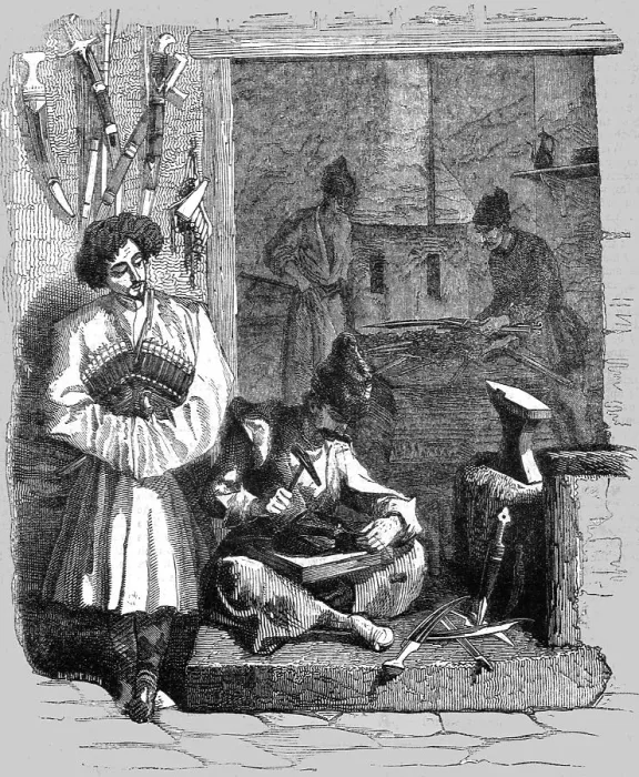 Framed Print : Circassians making Arms, 1854. Creator: Unknown Framed Print : Circassians making Arms, 1854. Creator: Unknown