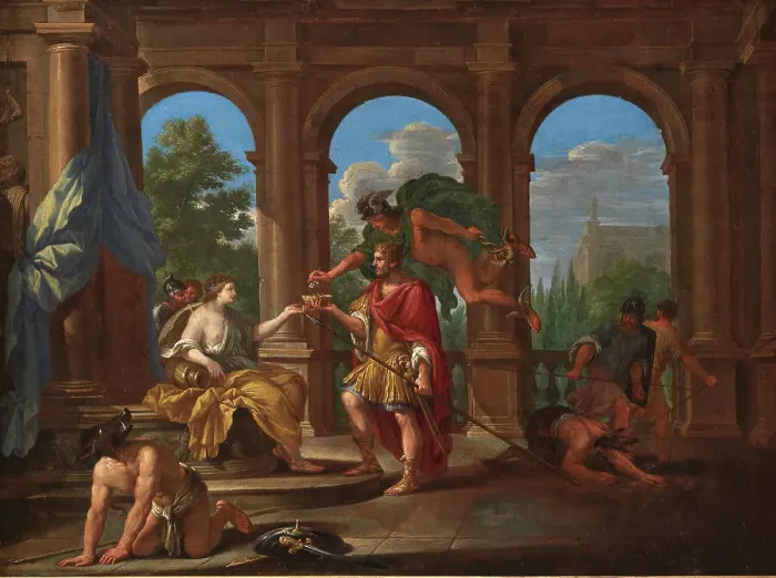 Framed Print : Circe and Ulysses, 1611-1669. Creators: Filippo Lauri, Pietro da Cortona Framed Print : Circe and Ulysses, 1611-1669. Creators: Filippo Lauri, Pietro da Cortona
