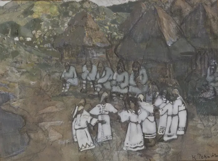Framed Print : Circle Dance, Early 1900s. Artist: Roerich, Nicholas (1874-1947) Framed Print : Circle Dance, Early 1900s. Artist: Roerich, Nicholas (1874-1947)