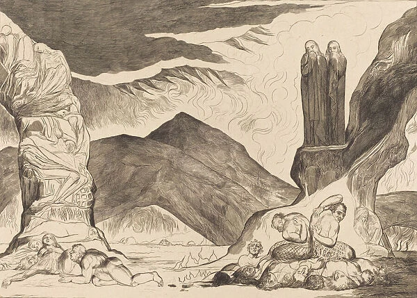 The Circle of the Falsifiers: Dante and Virgil Covering their Noses because of the stench