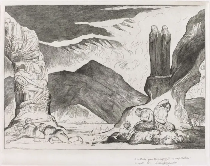 Framed Print : The Circle of the Falsifiers: Dante and Virgil Covering their Noses because of the stench Framed Print : The Circle of the Falsifiers: Dante and Virgil Covering their Noses because of the stench