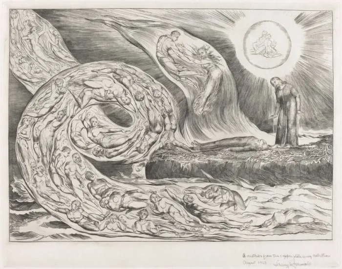 Framed Print : The Circle of the Lustful: Paolo and Francesca, 1827. Creator: William Blake Framed Print : The Circle of the Lustful: Paolo and Francesca, 1827. Creator: William Blake