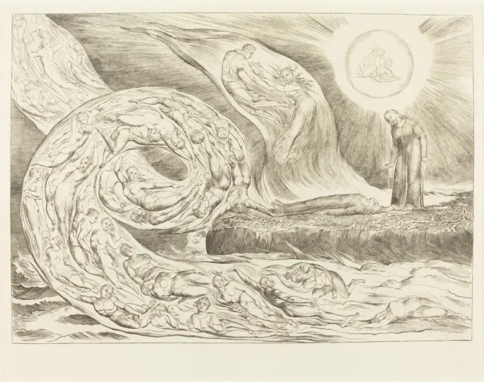 Framed Print : The Circle of the Lustful: Paolo and Francesca, 1827. Creator: William Blake Framed Print : The Circle of the Lustful: Paolo and Francesca, 1827. Creator: William Blake
