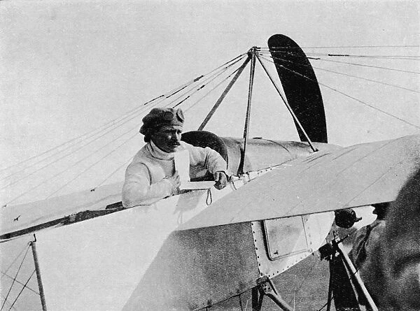 Circuit of Britain air race: Jules Vedrines at Shoreham Control, Sussex, 1911 (1933). Artist: Flight Photo