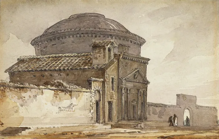 Framed Print : A Circular Building with a Dome, Rome, c1840s. Creator: David Cox the Elder Framed Print : A Circular Building with a Dome, Rome, c1840s. Creator: David Cox the Elder