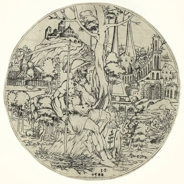 Framed Print : Circular Design with Saturn, 1583. Creator: Jonas Silber Framed Print : Circular Design with Saturn, 1583. Creator: Jonas Silber