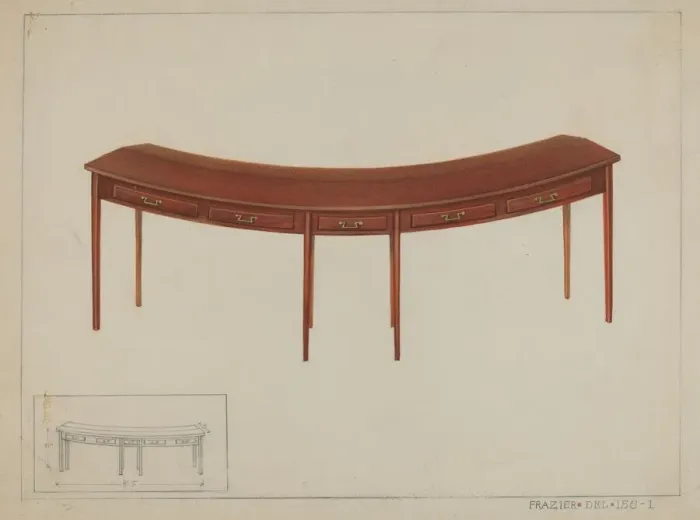 Framed Print : Circular Desk, c. 1936. Creator: Cornelius Frazier Framed Print : Circular Desk, c. 1936. Creator: Cornelius Frazier