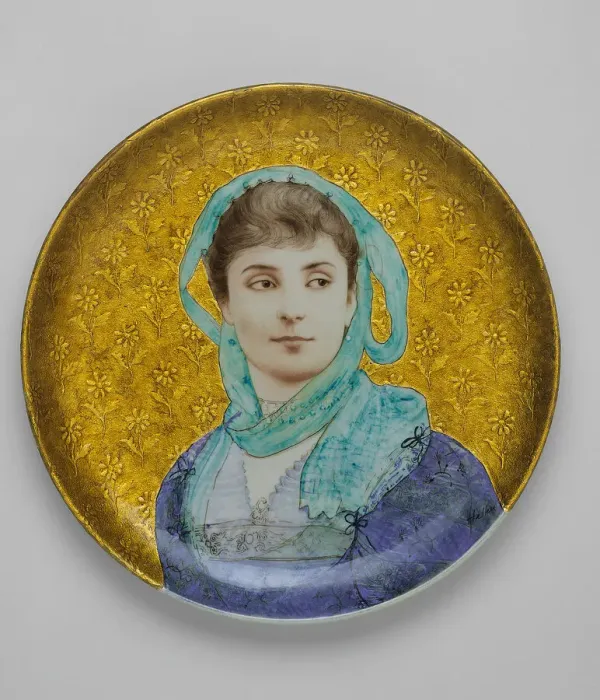 Framed Print : Circular Plaque, France, 1880 / 87. Creators: Joseph Theodore Deck, Paul-Cesar Helleu Framed Print : Circular Plaque, France, 1880 / 87. Creators: Joseph Theodore Deck, Paul-Cesar Helleu
