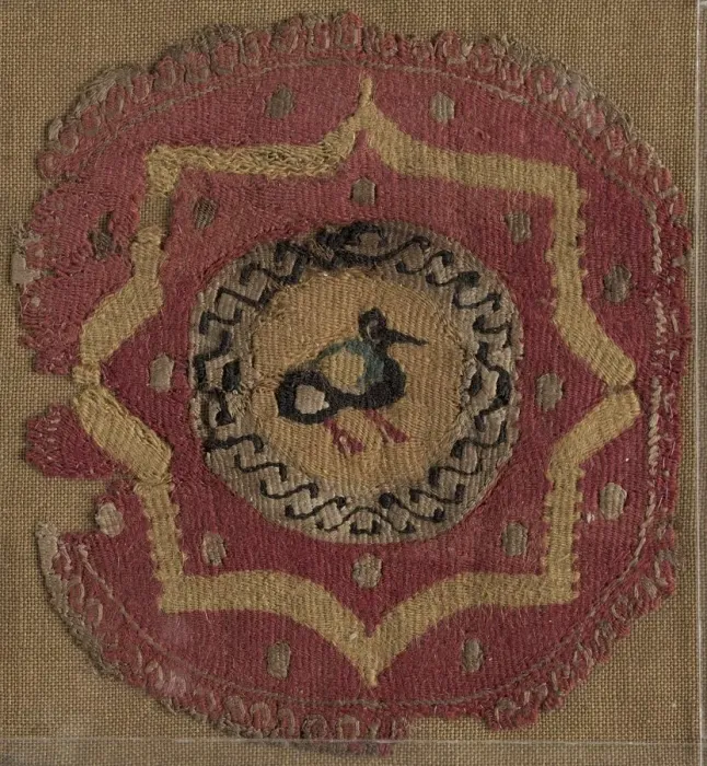 Framed Print : Circular Segmentum with Eight-Pointed Star and Bird, 600s - 700s. Creator: Unknown Framed Print : Circular Segmentum with Eight-Pointed Star and Bird, 600s - 700s. Creator: Unknown