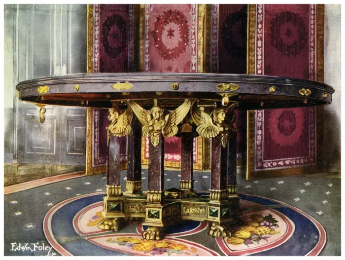Framed Print : Circular table and folding screen, 1911-1912. Artist: Edwin Foley Framed Print : Circular table and folding screen, 1911-1912. Artist: Edwin Foley