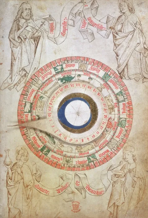Framed Print : Circular zodiacal lunar scheme, 1486. Creator: Unknown Framed Print : Circular zodiacal lunar scheme, 1486. Creator: Unknown