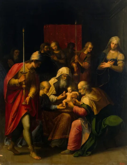 Framed Print : The Circumcision, ca 1590. Artist: Carvajal, Luis de (1556-1607) Framed Print : The Circumcision, ca 1590. Artist: Carvajal, Luis de (1556-1607)