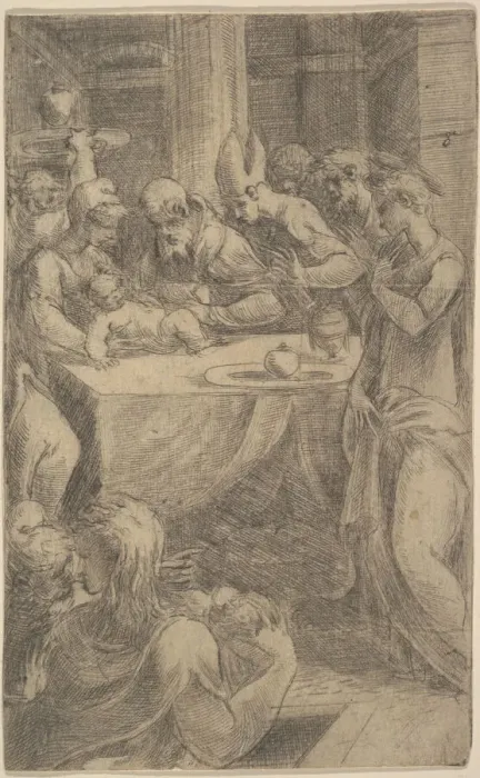 Framed Print : The circumcision of Christ, ca 1542-46. Creator: Andrea Schiavone Framed Print : The circumcision of Christ, ca 1542-46. Creator: Andrea Schiavone