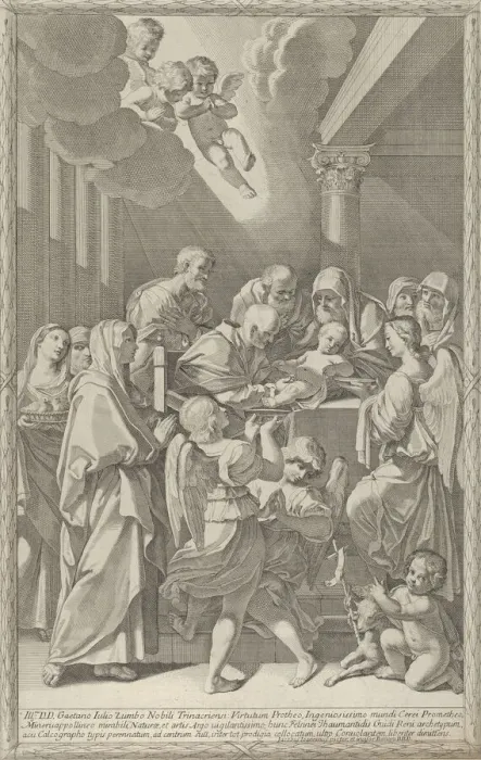 Framed Print : The circumcision of Christ, a group of men, women and angels surrounding him, the you Framed Print : The circumcision of Christ, a group of men, women and angels surrounding him, the you