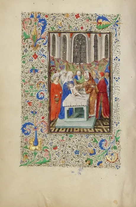 Framed Print : The Circumcision; Llangattock Hours, 1450s. Creator: Master of the Llangattock Hours Framed Print : The Circumcision; Llangattock Hours, 1450s. Creator: Master of the Llangattock Hours