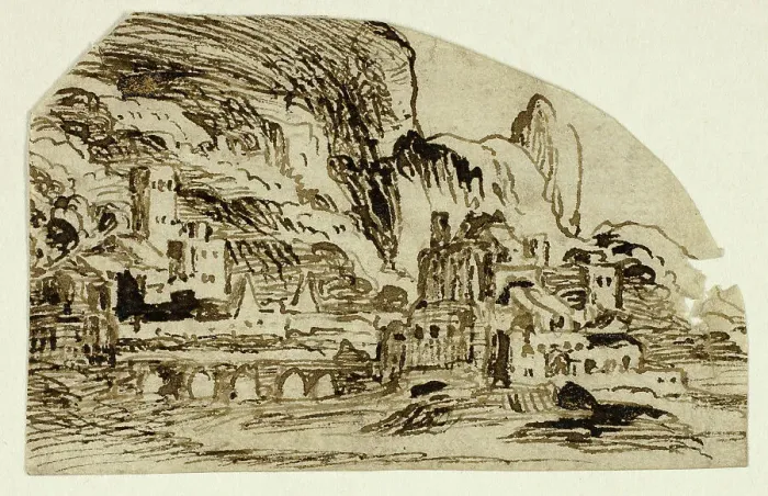 Framed Print : Citadel and Bridge in the Mountains, n.d. Creator: Unknown Framed Print : Citadel and Bridge in the Mountains, n.d. Creator: Unknown