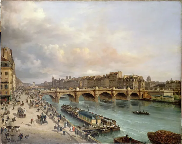 Framed Print : The Cite and the Pont-Neuf, seen from Quai du Louvre, 1832. Creator: Giuseppe Canella Framed Print : The Cite and the Pont-Neuf, seen from Quai du Louvre, 1832. Creator: Giuseppe Canella