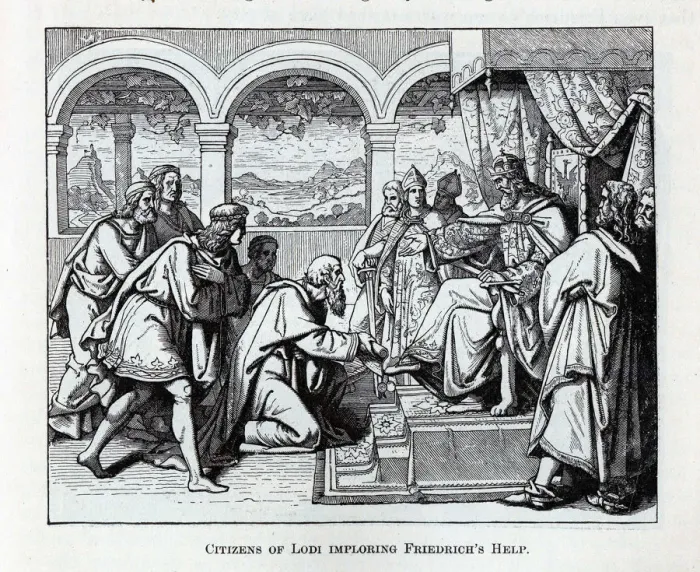 Framed Print : Citizens of Lodi imploring Friedrichs Help, 1882. Artist: Anonymous Framed Print : Citizens of Lodi imploring Friedrichs Help, 1882. Artist: Anonymous