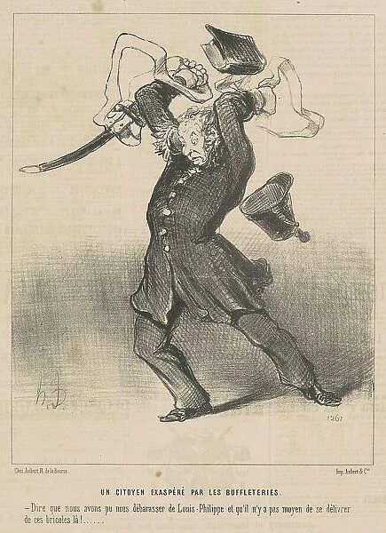 Un citoyen exaspéré par les buffleteries, 19th century. Creator: Honore Daumier