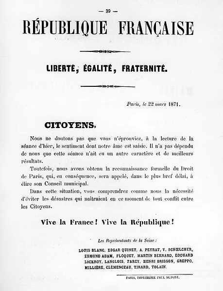 Citoyens, from French Political posters of the Paris Commune, May 1871