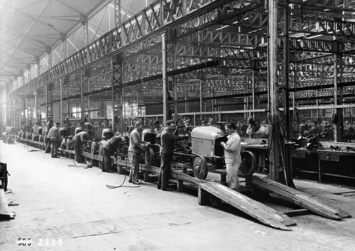 Framed Print : Citroen production line, France, c1922 Framed Print : Citroen production line, France, c1922