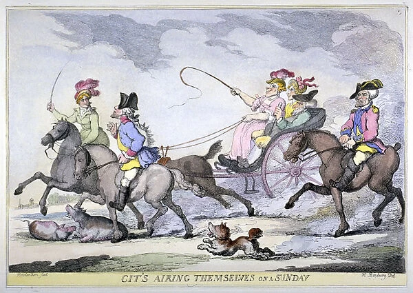 Cits Airing Themselves on a Sunday, 1809. Artist: Thomas Rowlandson